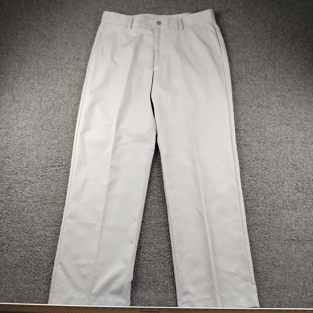 IZOD Golf Pants Mens Gray Flat Front Straight Leg Performance 32x29